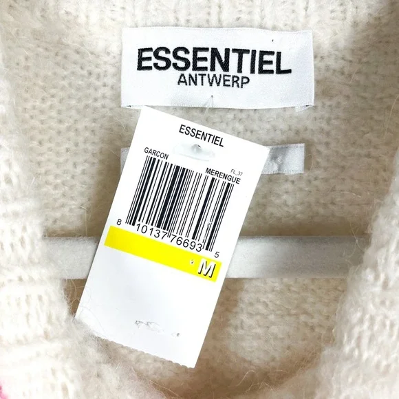 Essentiel Antwerp Garcon Sweater Cream Pink Floral Jacquard Knit Pullover Sz M